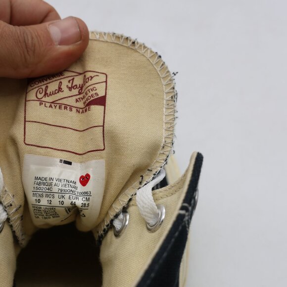 Converse All Star 70 Hi Play Comme des Garcon Men's 10 Women's 12 Black Sneakers - Picture 3 of 9